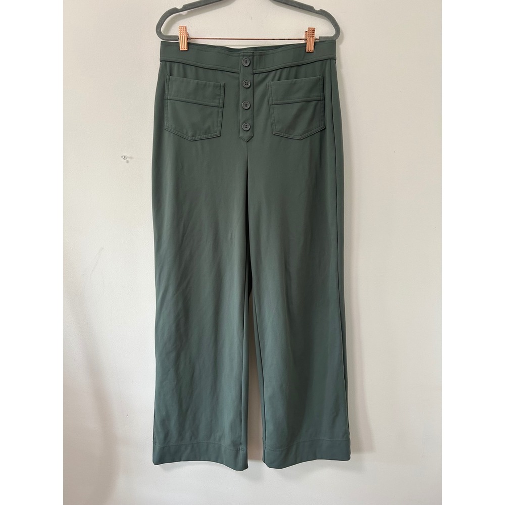 Halara High Waisted Button Fly Wide Leg Pants Women Size L Green Gorpcore